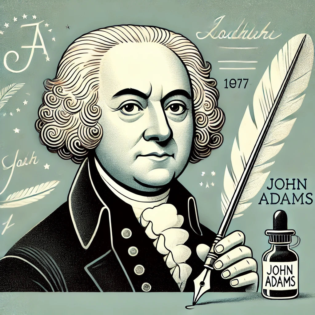 An editorial cartoon portrait of John Adam