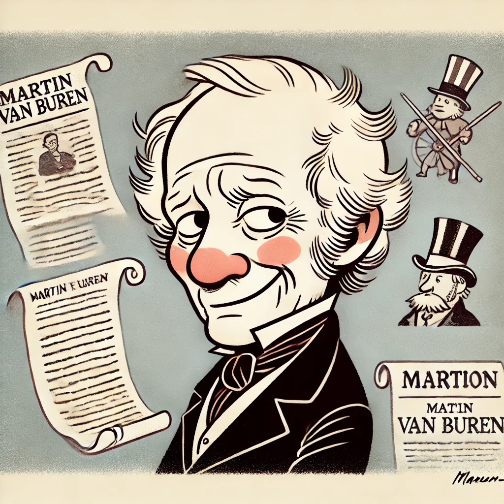 An editorial cartoon portrait of Martin Van Buren